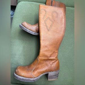 Tan leather high boots